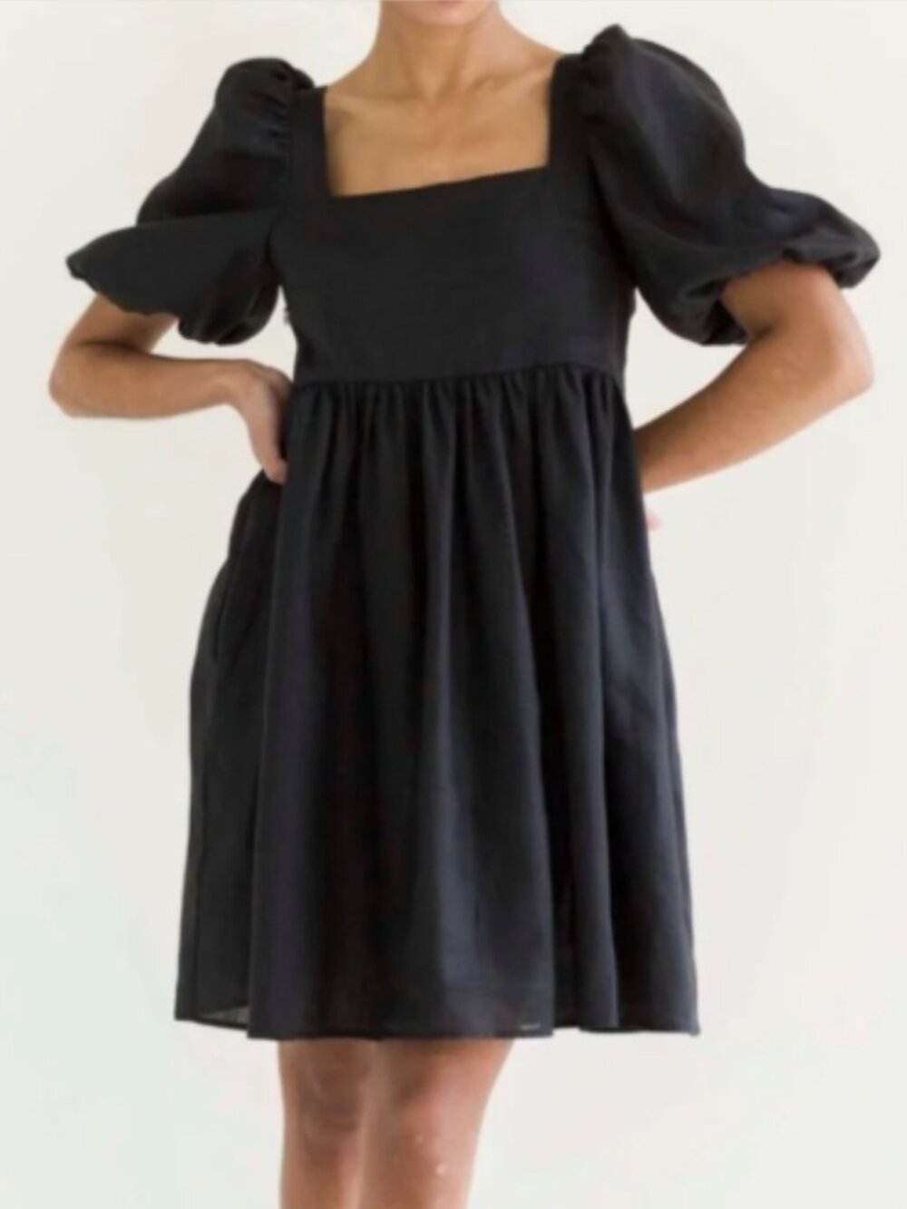 Mittoshop Black Demin Babydoll Dress